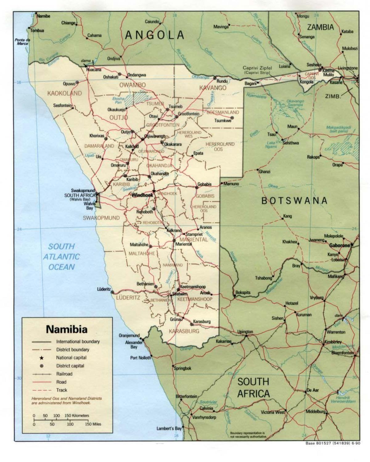 Zemljevid Namibija potovanja