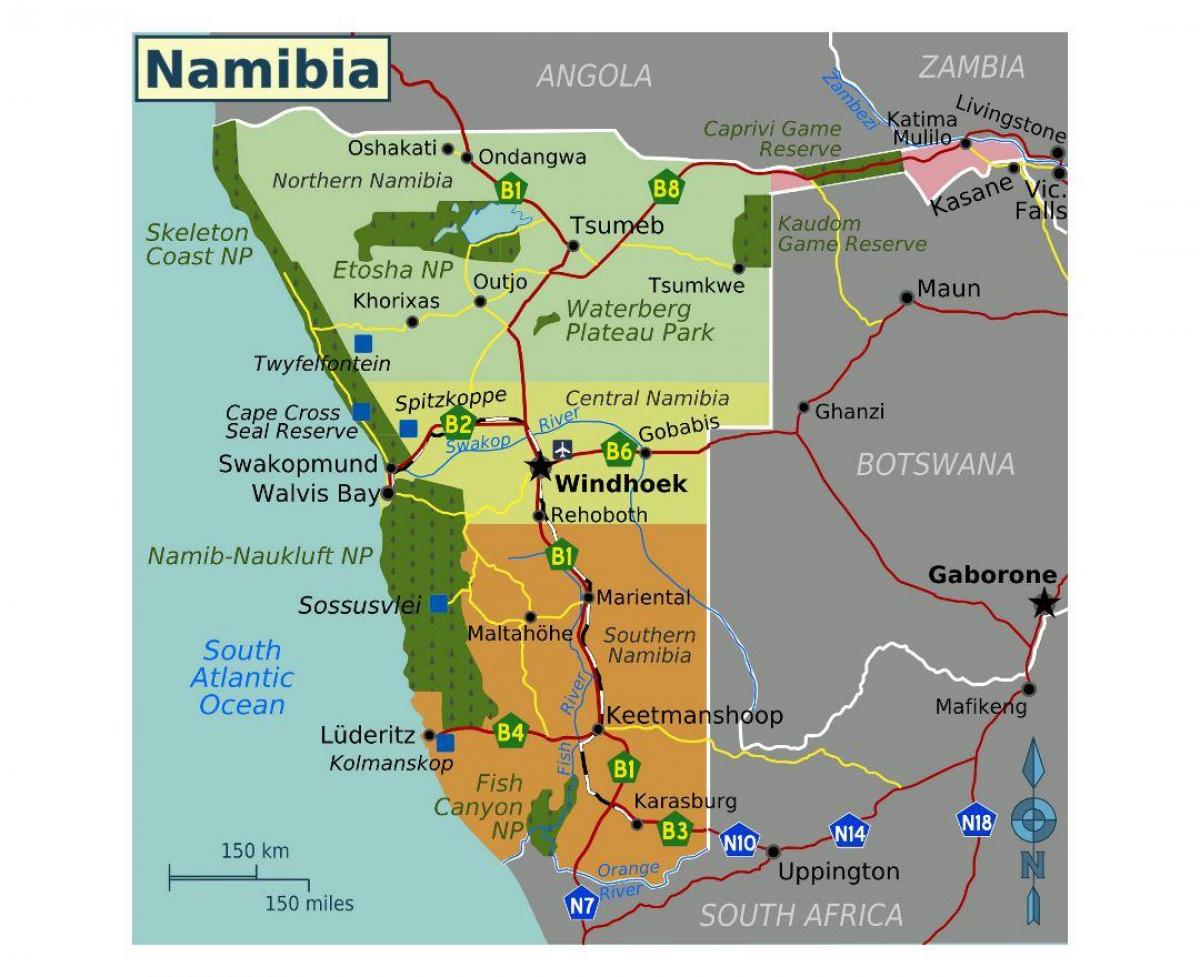 Zemljevid severne Namibije 