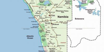Skeleton coast Namibija zemljevid