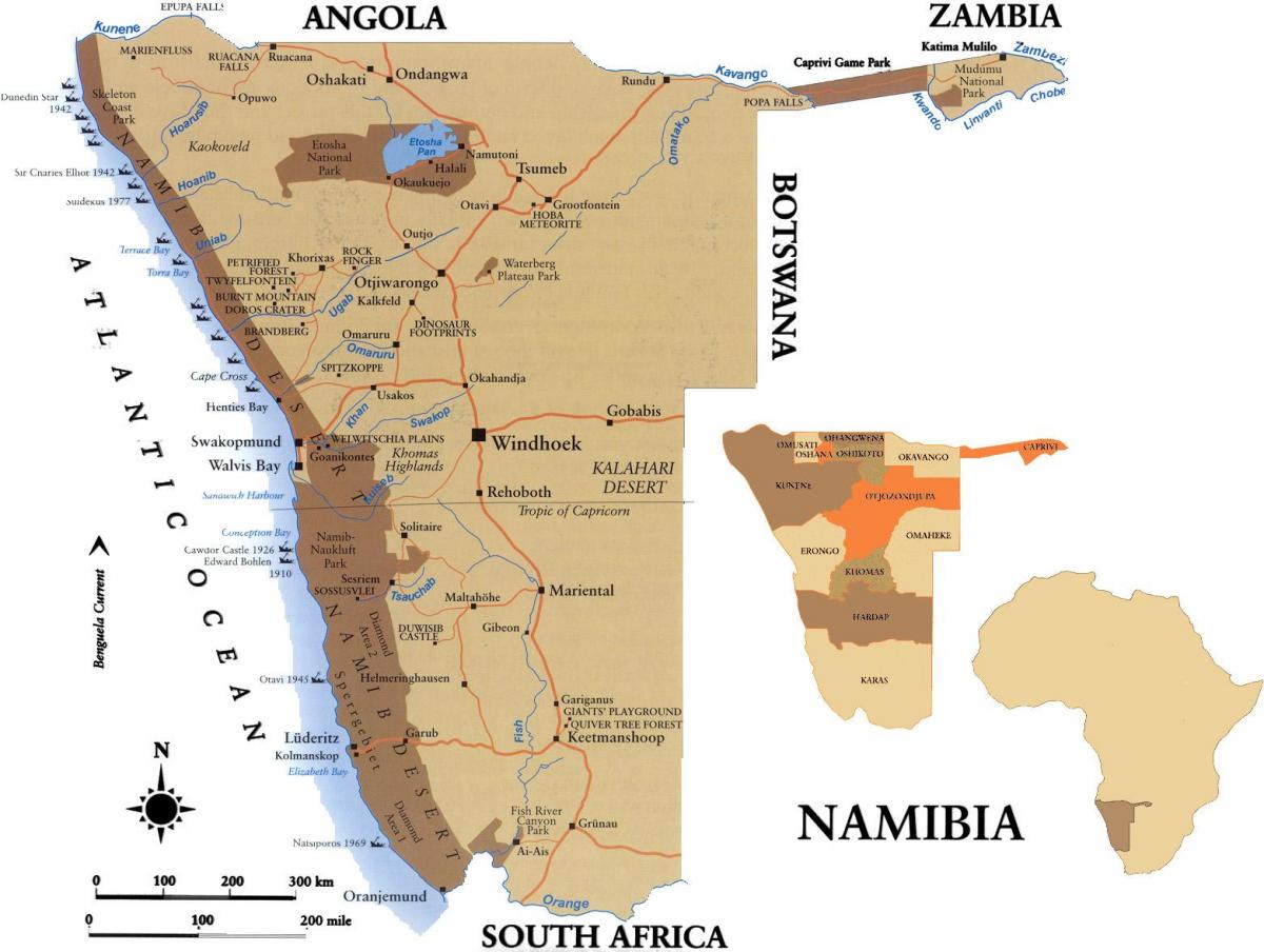 Zemljevid skillsmap Namibija